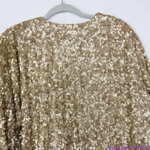 NEW Chico's gold Sequin long-sleeve Jacket blazer,‎ 0 (S/4) - Picture 7 of 16